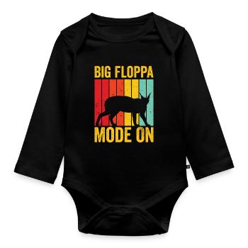 Big Floppa Karakal Katze Meme Retro - Baby Bio-Langarm-Body - Schwarz - Vorne