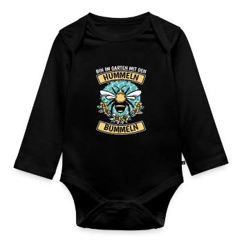 Hobbygärtner Garten Hummel - Baby Bio-Langarm-Body - Schwarz - Vorne