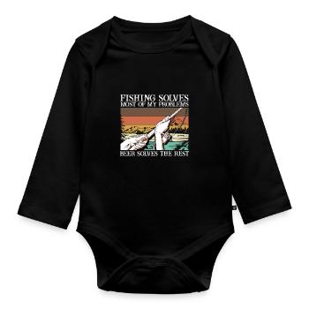 FISHING3 - Baby Bio-Langarm-Body - Schwarz - Vorne
