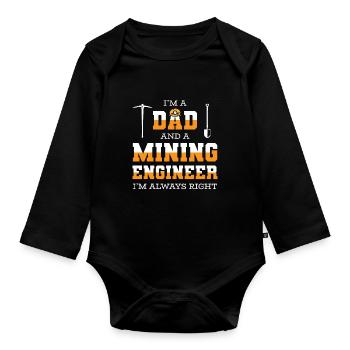 Engineer Papa Mining Engineer - Organic Longsleeve Baby Bodysuit - black - Front