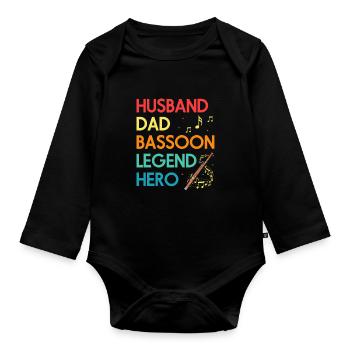 Fagott Blasinstrument Design für Fagottist - Baby Bio-Langarm-Body - Schwarz - Vorne