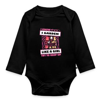 Hobby Gardener Garden Funny - Organic Longsleeve Baby Bodysuit - black - Front