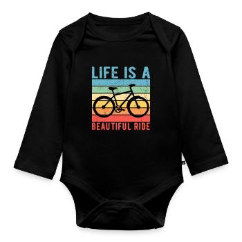 La vie cycliste à vélo est une belle balade - Body Bébé bio manches longues - noir - Devant