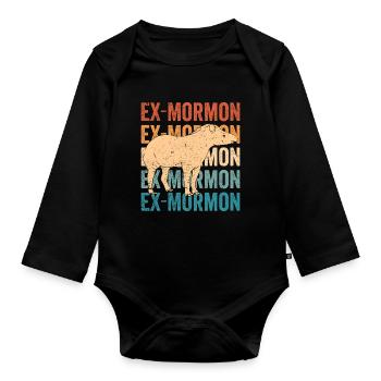 Ex Mormonen Tapir Pferd LDS Retro Exmo - Baby Bio-Langarm-Body - Schwarz - Vorne