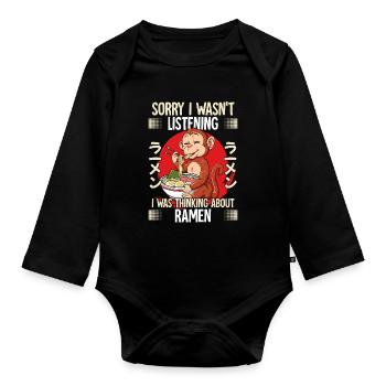 Sorry I Wasn't Listening I Was Thinking About - Baby Bio-Langarm-Body - Schwarz - Vorne