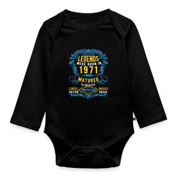 Les légendes sont nées en 1971 Anniversaire - Body Bébé bio manches longues - noir - Devant