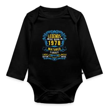 Legends were born in 1978 Birthday - Organic Longsleeve Baby Bodysuit - black - Front