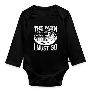 Farmer The Farm Is Calling Me - Organic Longsleeve Baby Bodysuit - black - Front