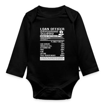 Loan Officer Loan Officer Nutrition Facts - Organic Longsleeve Baby Bodysuit - black - Front