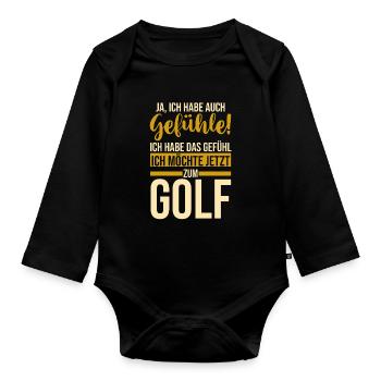Golfspieler Golfer Golf - Baby Bio-Langarm-Body - Schwarz - Vorne