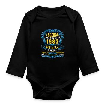 Les légendes sont nées en 1983 Anniversaire - Body Bébé bio manches longues - noir - Devant