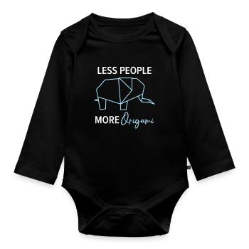 Moins de monde, plus de papier origami, ku japonais - Body Bébé bio manches longues - noir - Devant