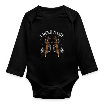 Bassoonist design for woodwind orchestra - Organic Longsleeve Baby Bodysuit - black - Front