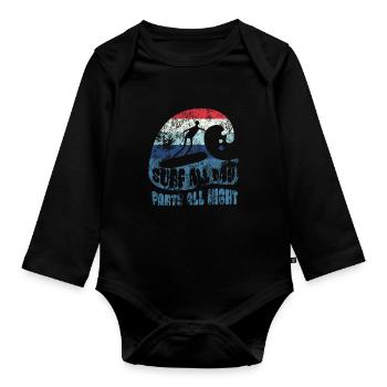 Surf all day - party all night - Surfer - Gift - Organic Longsleeve Baby Bodysuit - black - Front