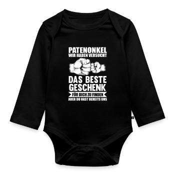 Onkel & Nichte Familie Onkel Geschenk - Baby Bio-Langarm-Body - Schwarz - Vorne