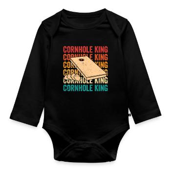 Cornhole Corn Hole Retro - Body Bébé bio manches longues - noir - Devant