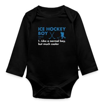 Sport Boy Definition Ice Hockey - Baby Bio-Langarm-Body - Schwarz - Vorne