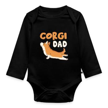 Corgi Dad Dogs Gift Dog Owner Corgi - Organic Longsleeve Baby Bodysuit - black - Front