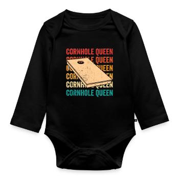 Cornhole Corn Hole Retro - Baby Bio-Langarm-Body - Schwarz - Vorne