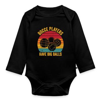 Funny Boccia Ball Retro - Organic Longsleeve Baby Bodysuit - black - Front