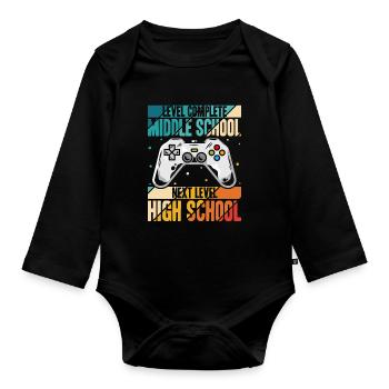 Level Complete Middle School Nect level High Schoo - Baby Bio-Langarm-Body - Schwarz - Vorne
