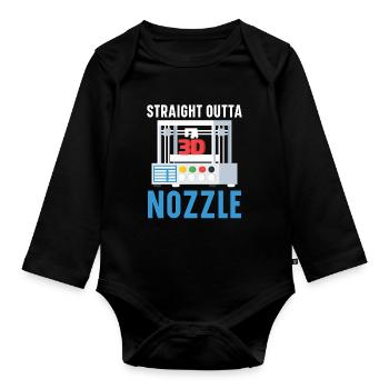 Straight from the Nozzle Machinist 3D Printing - Organic Longsleeve Baby Bodysuit - black - Front