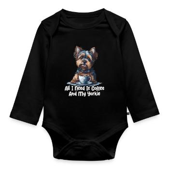 All I Need Is Coffee And My Yorkie - Baby Bio-Langarm-Body - Schwarz - Vorne