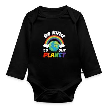 Be kind to our planet - world environment day - Baby Bio-Langarm-Body - Schwarz - Vorne