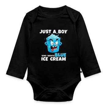 Crème glacée bleue juste un garçon - Body Bébé bio manches longues - noir - Devant