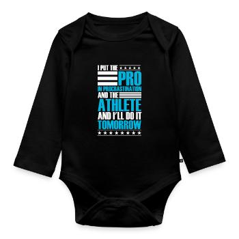 Ich Werde Den Athleten Morgen Machen - Baby Bio-Langarm-Body - Schwarz - Vorne