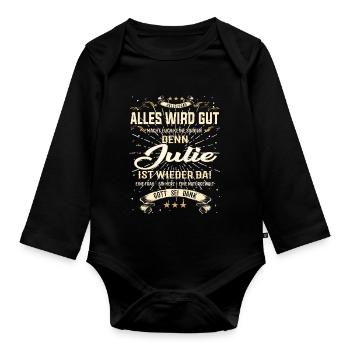 Julie Design, alles wird gut - Baby Bio-Langarm-Body - Schwarz - Vorne