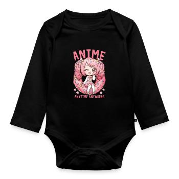 17391664892240580 avant - Body Bébé bio manches longues - noir - Devant