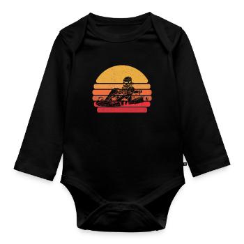 Go Kart Kartfahren Kartfahrer Cool - Baby Bio-Langarm-Body - Schwarz - Vorne