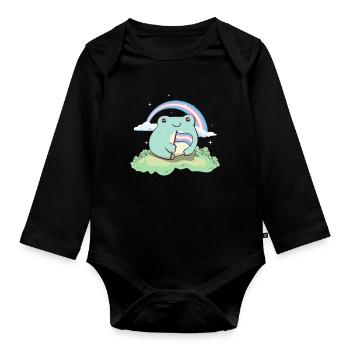 Transgender Stolz Trans Flagge Frosch Subtil LGBTQ - Baby Bio-Langarm-Body - Schwarz - Vorne