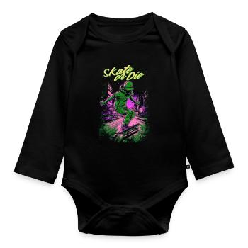 Skateboarder Skateboard Skate Skater - Baby Bio-Langarm-Body - Schwarz - Vorne