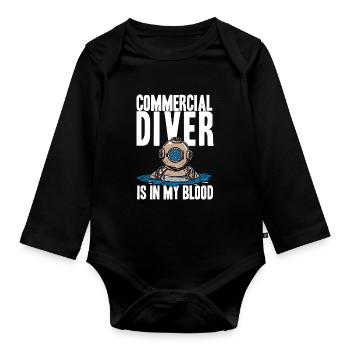 Plongée Plongeur Cool Commercial Diving - Body Bébé bio manches longues - noir - Devant