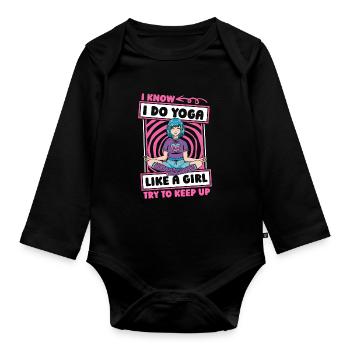 Yoga Witzig - Baby Bio-Langarm-Body - Schwarz - Vorne