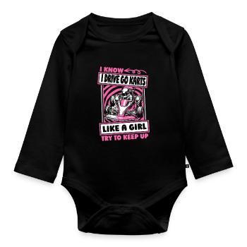 Go Kart Karting Karting Driver Girl - Organic Longsleeve Baby Bodysuit - black - Front