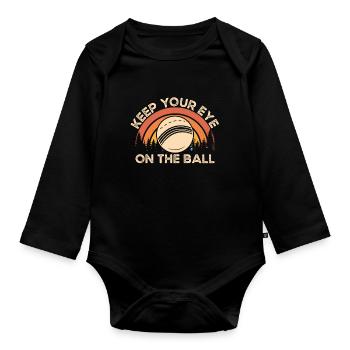 Behalten Sie Den Cricketball Im Auge - Baby Bio-Langarm-Body - Schwarz - Vorne