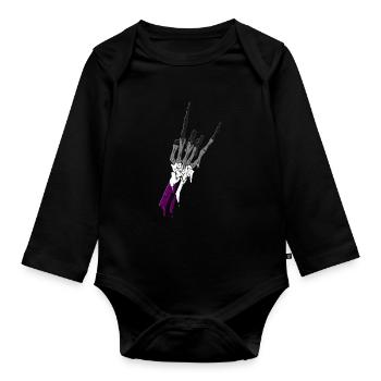 Asexual Pride Ace Flag Devil Horn Skeleton Subtle - Baby Bio-Langarm-Body - Schwarz - Vorne
