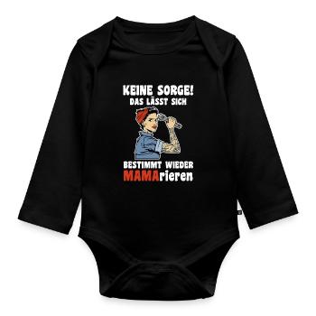 Mutter Muttertag Mama - Baby Bio-Langarm-Body - Schwarz - Vorne