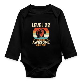 Level 22 Komplettes Geburtstagsgeschenk für 2001 - Baby Bio-Langarm-Body - Schwarz - Vorne