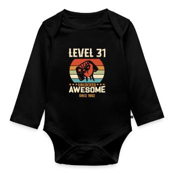 Level 31 complete 1992 Birthday Gift - Organic Longsleeve Baby Bodysuit - black - Front