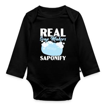 Real soap makers Saponify soaping soap barley - Organic Longsleeve Baby Bodysuit - black - Front