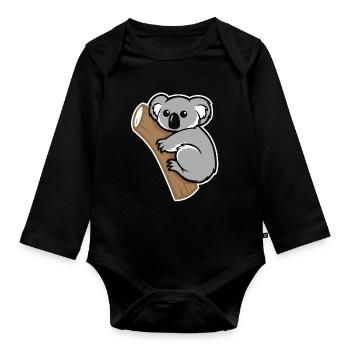 Koala Koala Watercolor - Organic Longsleeve Baby Bodysuit - black - Front