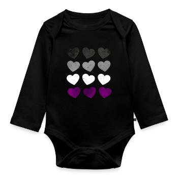 Asexuell Stolz Ass Flagge Herzen Subtil LGBTQ - Baby Bio-Langarm-Body - Schwarz - Vorne