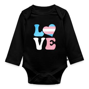 Transgender Stolz Trans Flagge LIEBE Herz LGBTQ - Baby Bio-Langarm-Body - Schwarz - Vorne