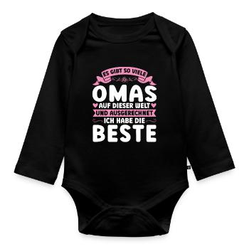 Grossmutter Oma Omas Geschenk - Baby Bio-Langarm-Body - Schwarz - Vorne