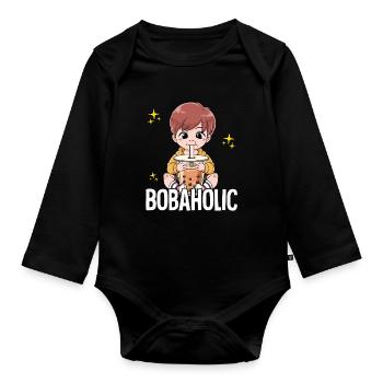 Bubble Tea Young Boba Tea Bobaholic - Body Bébé bio manches longues - noir - Devant