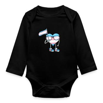 Transgender Stolz Trans Flagge Herz Sublte LGBTQ - Baby Bio-Langarm-Body - Schwarz - Vorne